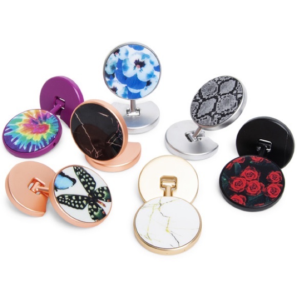 MERKURY Grip'z Silver Crushed Glitter Universal Metal Ring Phone Grip Stand - Picture 6 of 7